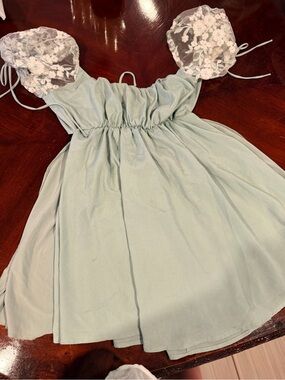 Lucy in the Sky Sage Green Puff Sleeve Sundress
